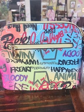 Multicolor Graffiti Print Crossbody Bag